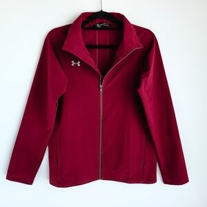 Under Armour Heatgear Full Zip Jacket Mens S Loose Burgundy Stretchy Lightweight